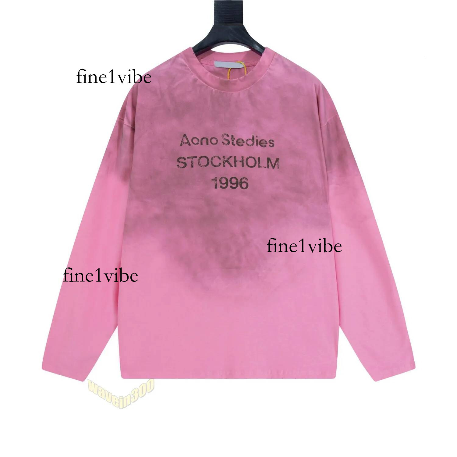 ances hoodie Pink tshirt designer t shirt with lettering print washed long sleeve loose fit cotton Y2K tee unisex daily graphic tee wear Ancely Stud