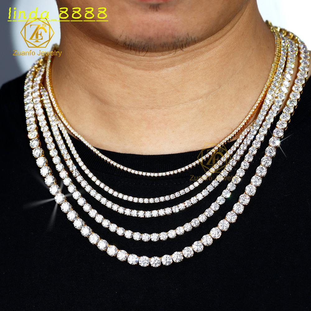 Hot Selling 925 Silver Iced Out D VVS1 Moissanite Diamond Tennis Necklace for Women and Men Wholesale