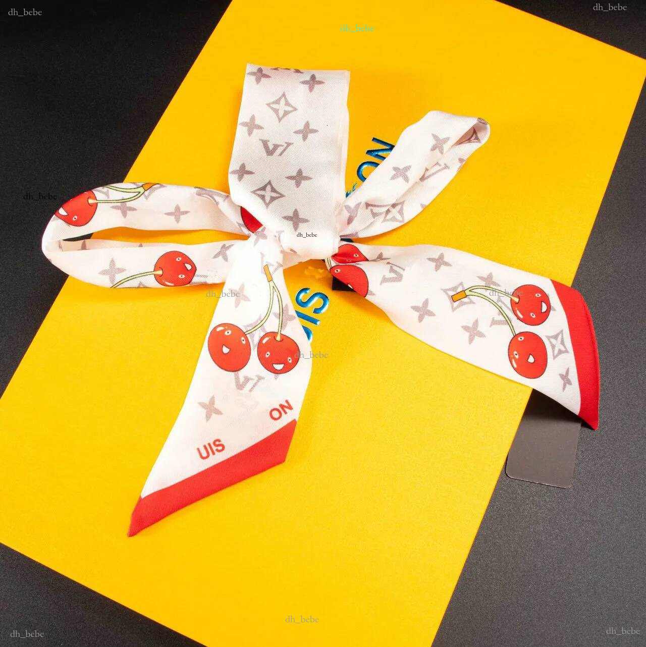 Foulard en soie imprimé cerise, sac à longue poignée, foulard de cou, accessoires pour cheveux, rubans groupés, nouveau 2026