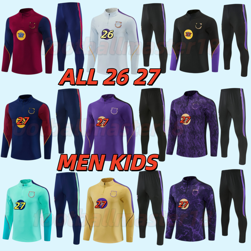 25 26 27 Chandal barcalona Tracksuit Long sleeves Lamine Yamal Lewandowski Barcelone 2026 2027 Gavi Pedri Ferran men Kids Football Tracksuit Spor