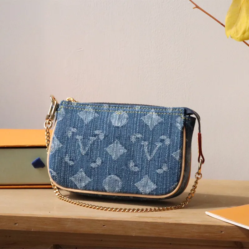 Luxury denim canva Wallet small Zipper Purse Card Holder Womens Classic leather Coin Key Chain Casual style Credit Card Holders
