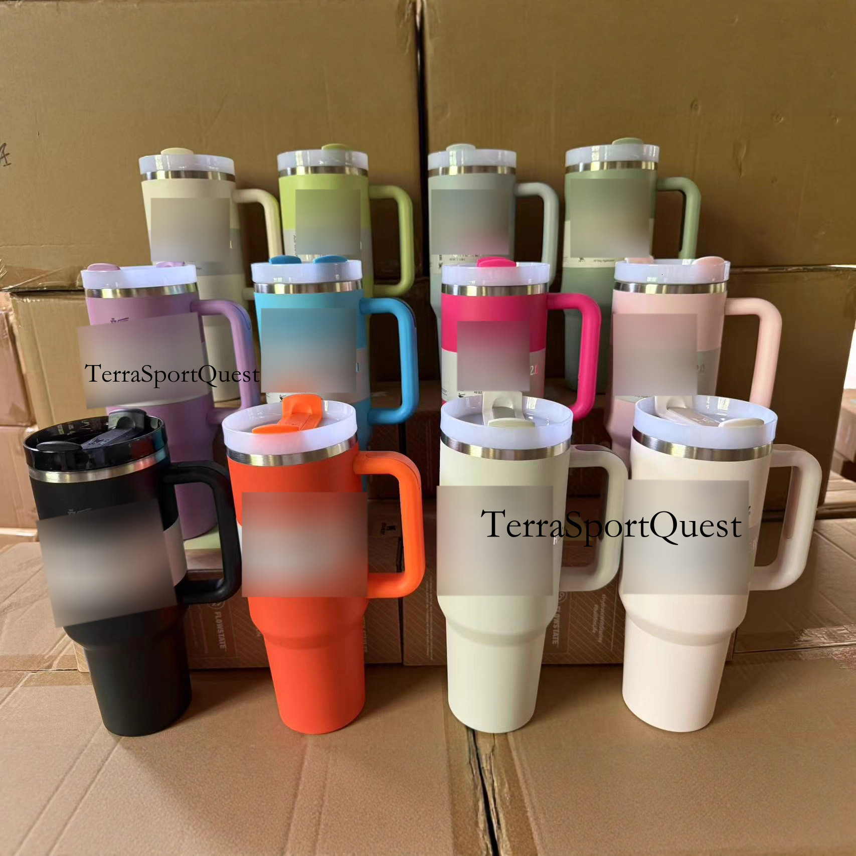 40 oz Tumbler with Handle Lid Straw 40oz Stainless Steel Water Bottle Vacuum Thermos Cup Travel Car Coffee Mug Cap for Stanley 236