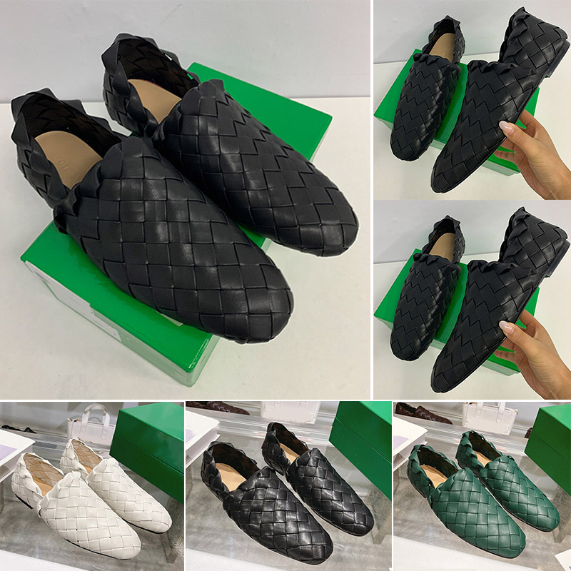 Classic Woven Loafers For Womens Mens Famous Designer Black Calf Leather Dress Shoes Genuine Leather Outsole Exquisite Elegant Style Office Leisure