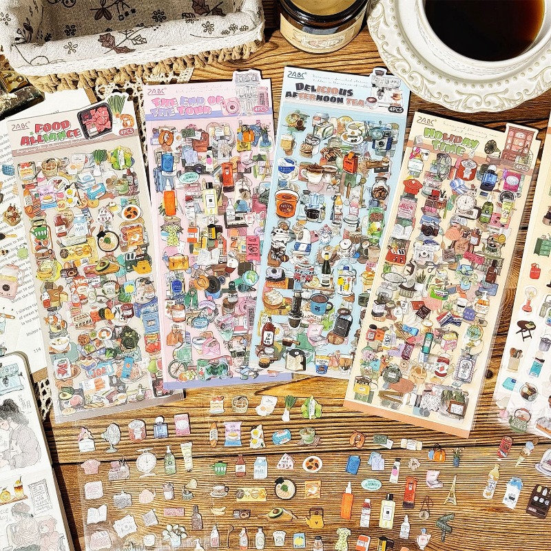4Pcsset time pet sticker DIY hand account sticker sticker hand account sticker sticker hand account material