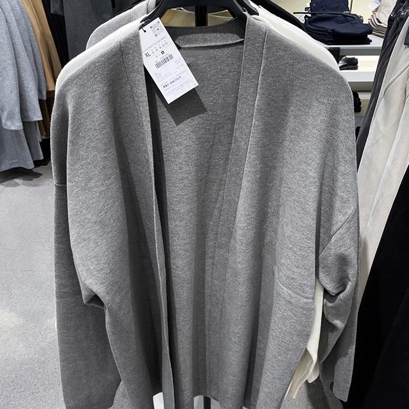 Designer Best-seller Hommes Solide Col V Tricot Cardigan Pull À Manches Longues Lâche Casual Mélange De Laine Manteau Printemps Automne Noir Gris