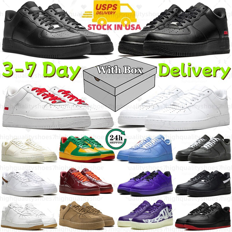 Designer shoes one running shoes mens trainers sneakers Classic 1 top Triple White Black Red Brown womens flat platform outdoor sports runners 1s Wi