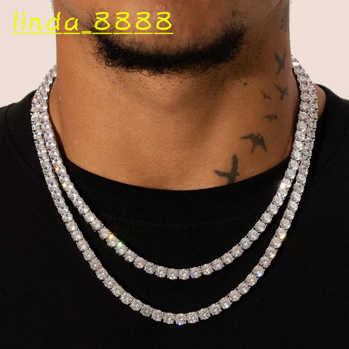 Luxury Men Women Hip Hop Iced Out Fine Jewelry 6.5MM Lab Diamond S925 Silver D Colour Vvs Moissanite Tennis Chain