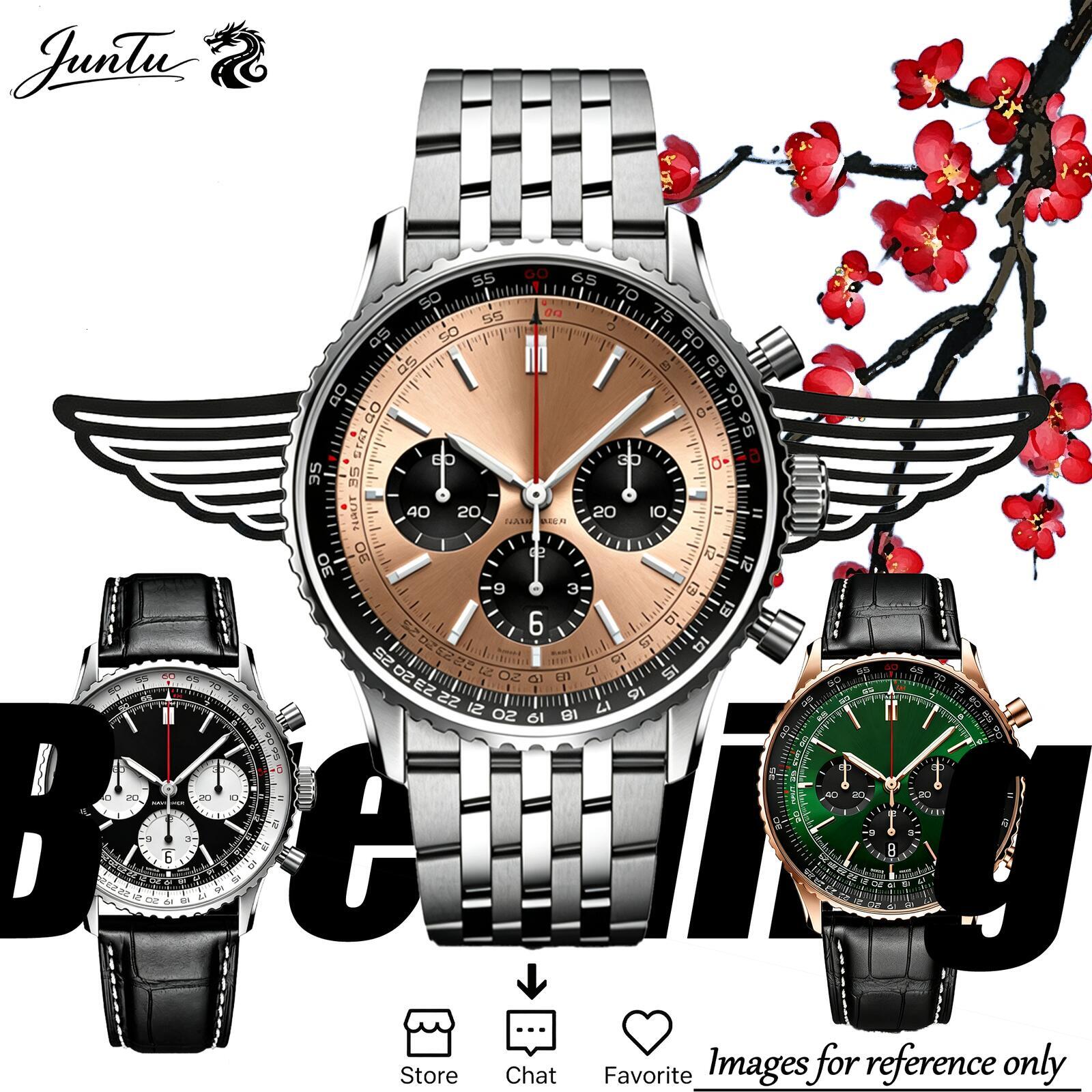 2027 60+ Awesome News Montre Chronographe de qualité supérieure Bandes de cuir Montre à mouvement automatique / à quartz Montre étanche pour homm