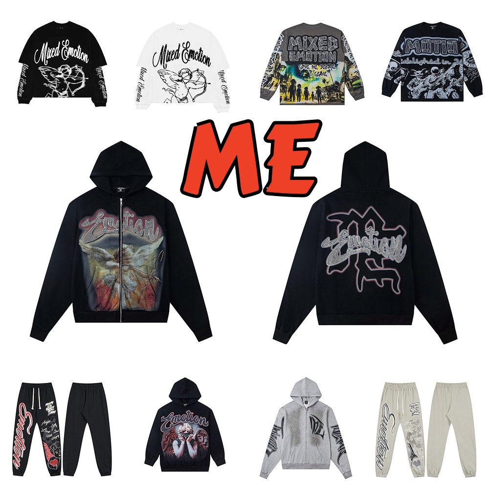 mixed emotions hoodie Designer Hoodies Zip Up Hoody Jacket Fall Y2k Clothes Mens Gothic Hoodies Mixedemotion Cupid ME Rhinestone Sweatshirt Cardigan