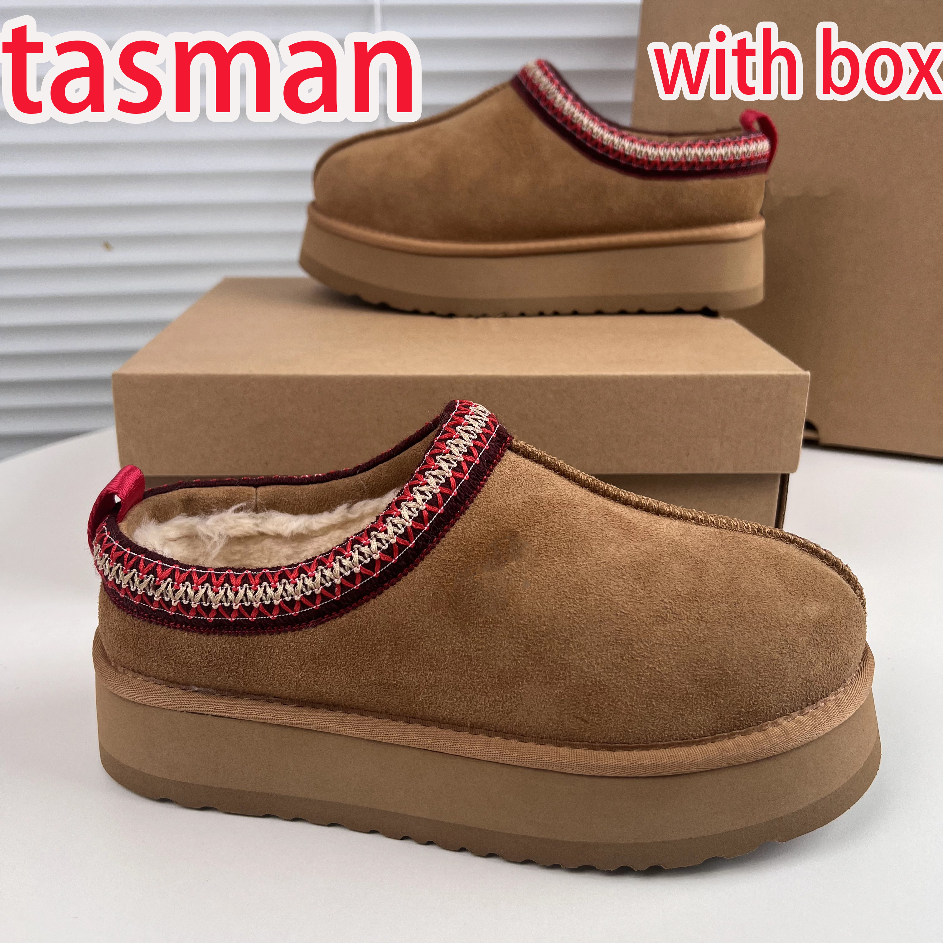 Designer Boot Womens Tazz Slippers Tasman Fur Slides Classic Ultra Mini Platform Boot Chestnut Mustard Seed Sand Slip-on Suede Wool Comfort Winter S