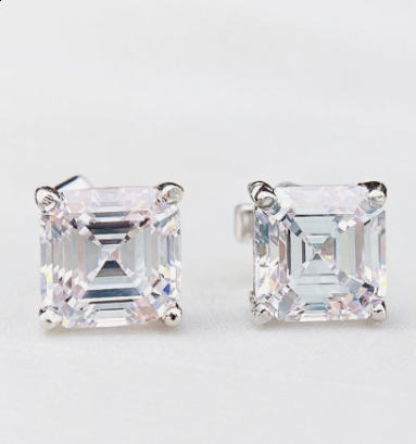 Boucles d'oreilles à clous coupés Asscher 123CT avec certificat, boucles d'oreilles carrées en diamant de laboratoire pour femmes, bijoux en arge