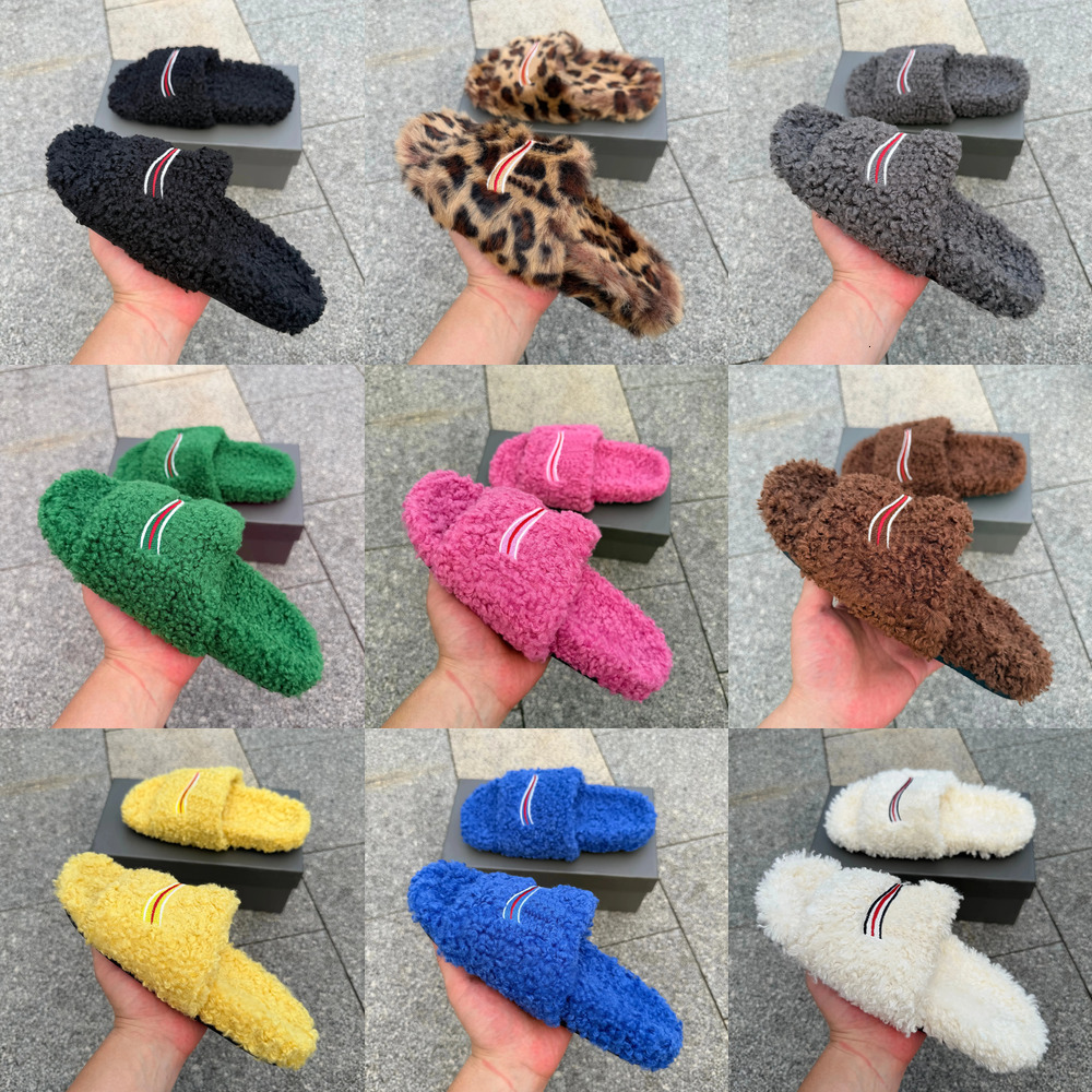 Luxury Slides Furry Slippers Slide sandals House shoes slides Mules Fall Winter Men Women slip ons Footwear Paris Comfortable Fuzzy Flip Flop Fluffy