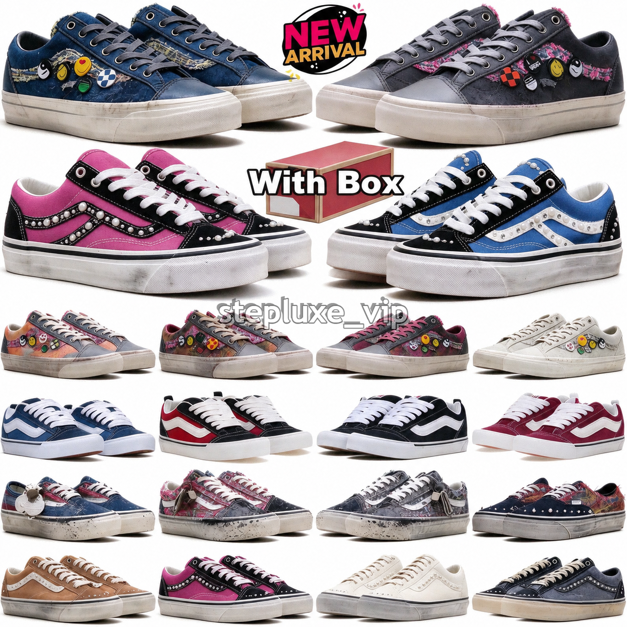 with box designer shos van High quality Luxury Canvas Pearlized Shoes New select Sneakers Men Women Pearl Trainers Vintage Sports Shoes Lace-Up Walk