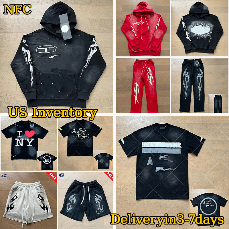 Chemise de créateur T-shirts pour hommes Sweat à capuche de haute qualité graphique en détresse à manches courtes Lavage Streetwear Tee High Stre