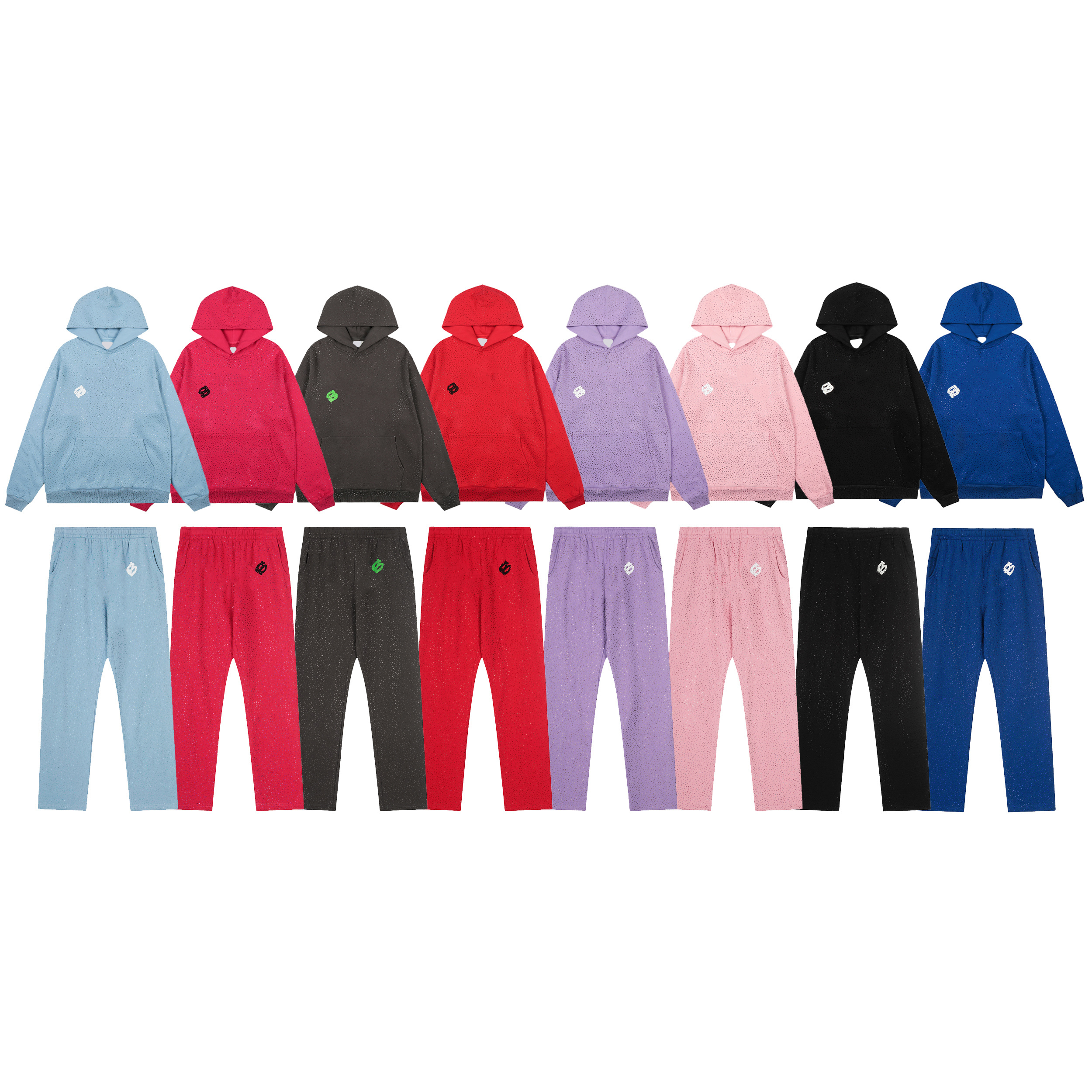 Designer High Quality Sweatshirts Pants Sets Retro Embroidered Letter Hoodies Small Diamond Decoration Unisex Styles Rock Style Sweatshirts and Casu