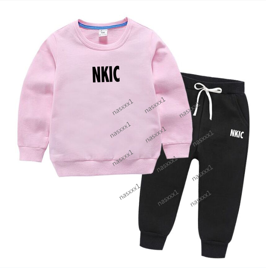 Enfants Marque De Mode Lettre Imprimer 2pcs Pull À Capuche Pantalon Rose Survêtements 2-13 Ans Garçons Filles Tenues Décontractées Ensembles De V