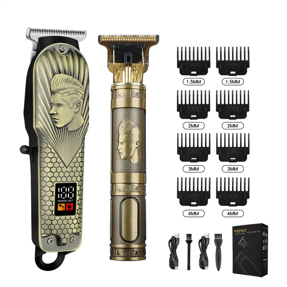 USB Electric Hair Clipper Barber All In One Gold Light Head Rechargeable Clippers for Men Oil Head Hair Carving Hair Trimmer 260918