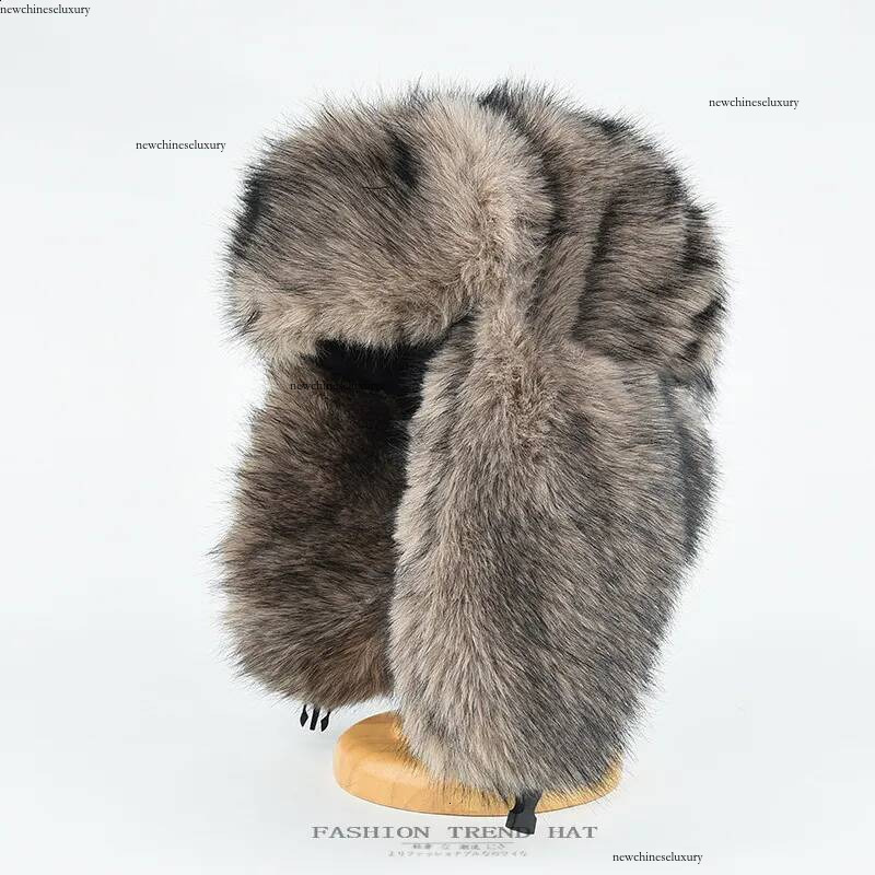 Arrival Mens Real Rabbit Fur Trapper Hat Thick Full Pelt Russian Bomber Cap Silk Lining Warm Winter Outdoor Cowboy Style Golf Ready