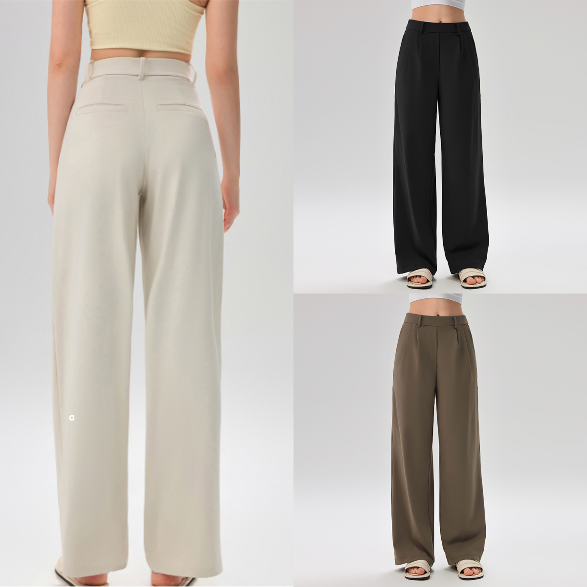 A3029 Pantalon de yoga pour femme Coupe ample Pantalon athlétique à jambes larges Pantalon de costume décontracté taille haute respirant Pantalon