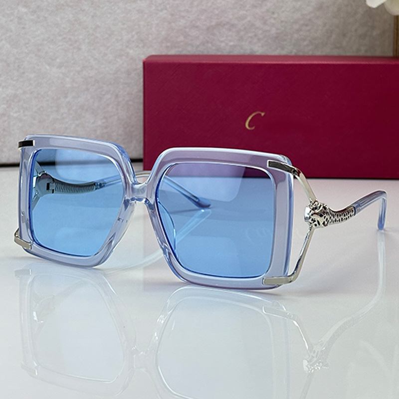 Lunettes de soleil carrées surdimensionnées CT02285O, monture colorée, verres marron, personnalité, support en métal Panthere, lunettes de soleil