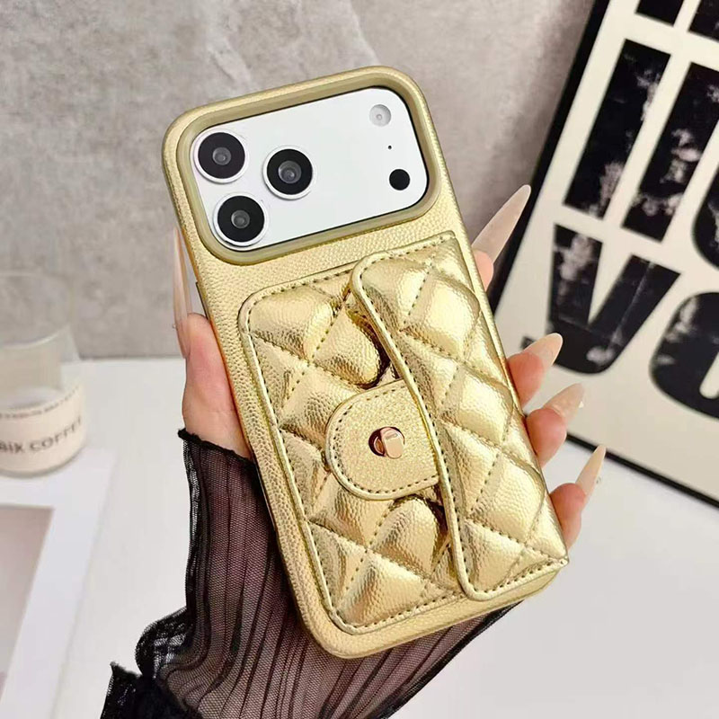 Crossbody Designer Phone Case for Apple iPhone 18 17 Pro Max Luxury Diamond Leather Chain Strap Lock Card Holder Velvet Lining Hard Shell Back Co