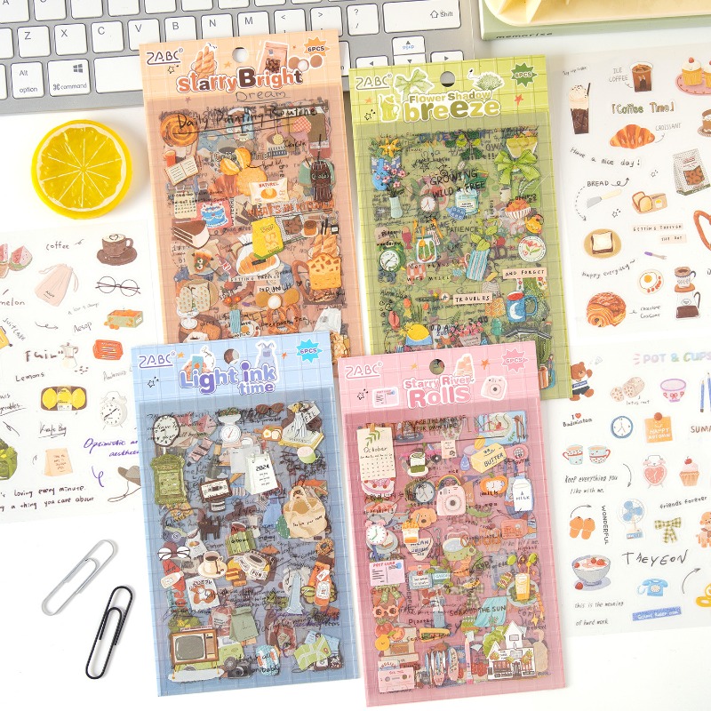 6Pcsset love letter roll hand account sticker hand account material pet sticker waterproof sticker DIY hand account sticker