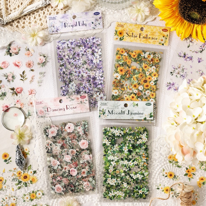 Autocollant en forme de fleur de rêve, étiquette en animal de compagnie, pour manuel, pour enfants, imperméable, matériel pour manuel, 6 pièces/e