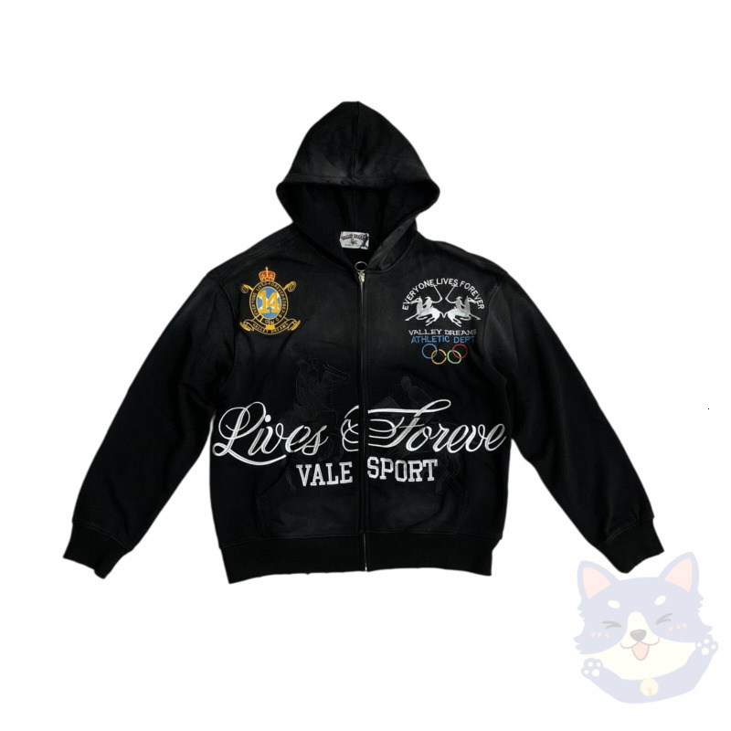 Valleys dreams Hoodie Embroidered jacket Men Vale Jeans Fashion Trend Full Drill Ripped Pants Designer University Hip Hop Letter Printed Short Pants