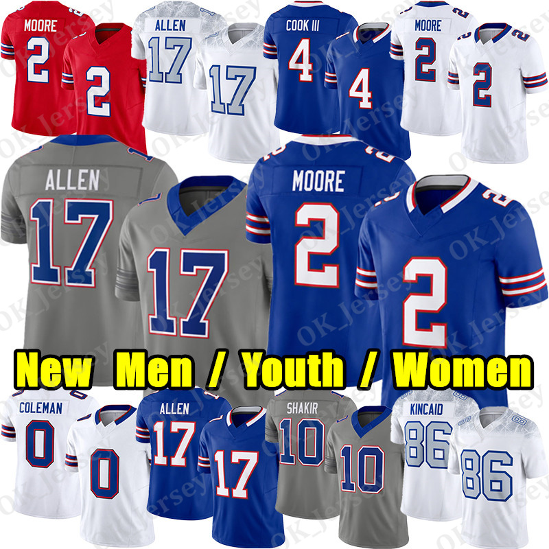 Buffalo billls jersey football jersey Josh Allen DJ Moore Keon Coleman James Cook Khalil Shakir Dawson Knox Dalton Kincaid Bradley Chubb Parker Dion