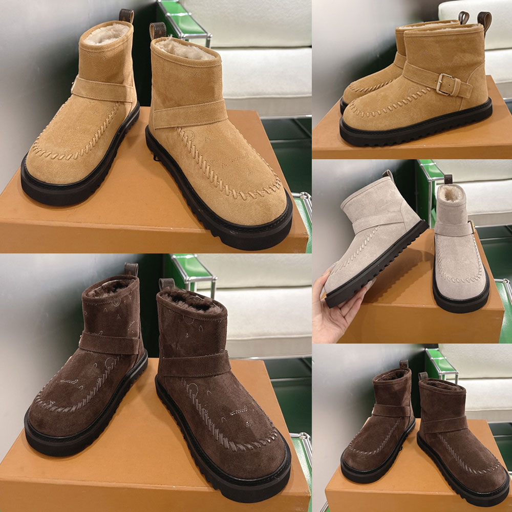 Colorado Ankle Boot womens designer ski boots 1AKXX8 Camel Brown Mahina Suede Calf Leather Snow Boots warm casual autumn winter boot Shearling linin