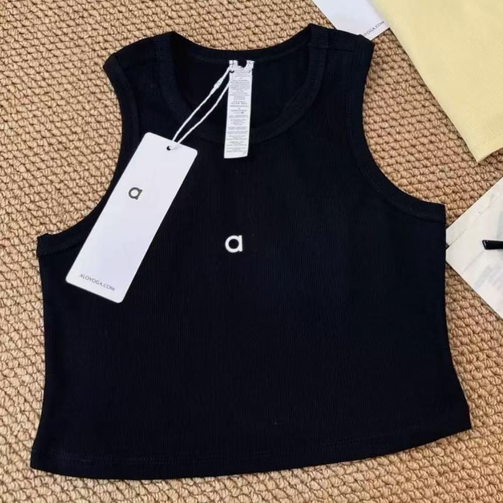 Aloesets Vest Designer Women's Ribbed Yoga Tank Top Sleeveless Cropped Sports Vest Breathable Fitness Top For Pilates Workout Running Aloquarte