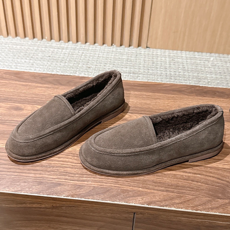 Womens Retro Fluffy Mary Jane Shoes Designer Autumn Winter Daily Outfit Flat Bottom Loafers Ladies Versatile Travel Casual Shoes Genuine Leather Out