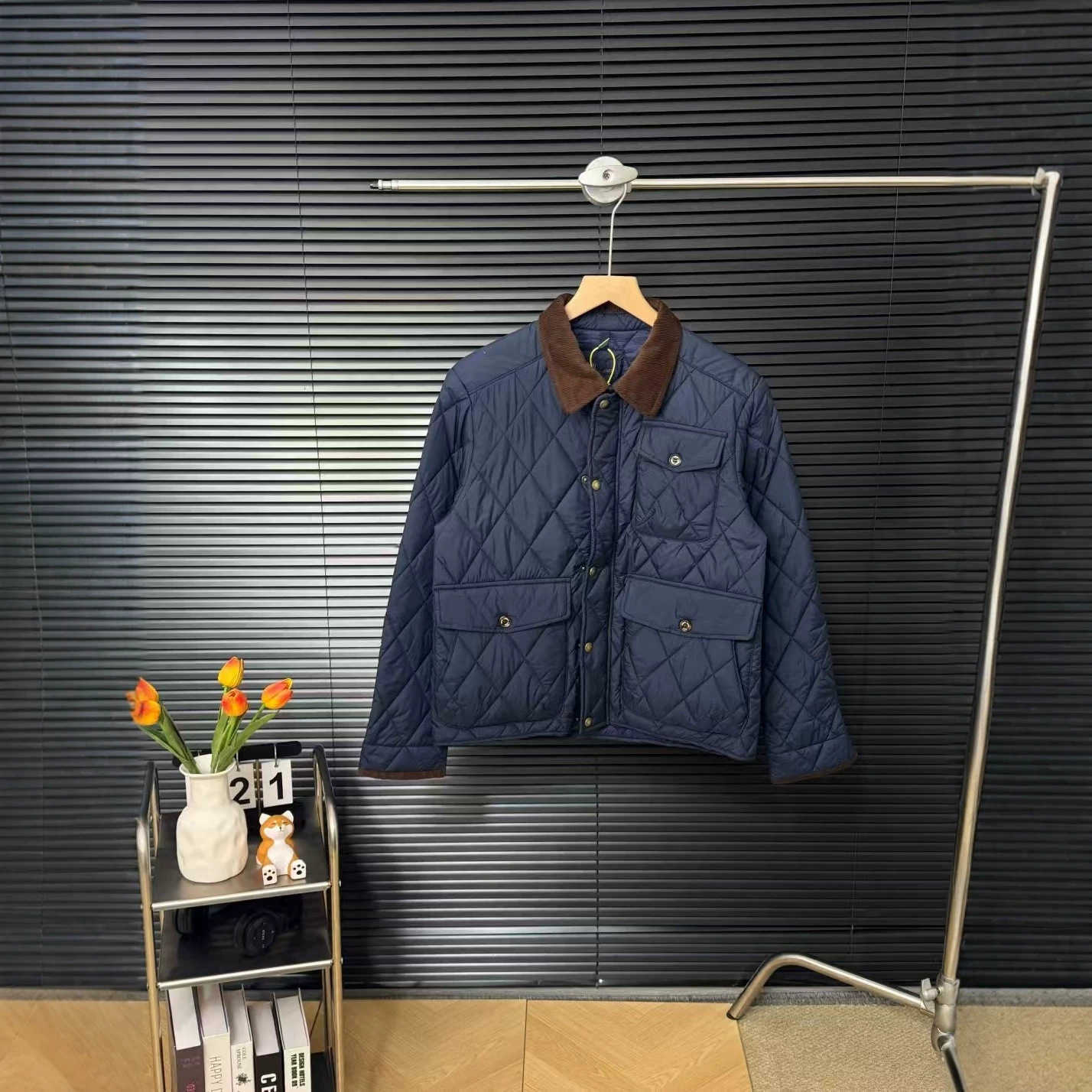 Classic old money style workwear diamond-shaped retro cotton-padded jacket for both men and women Q260928