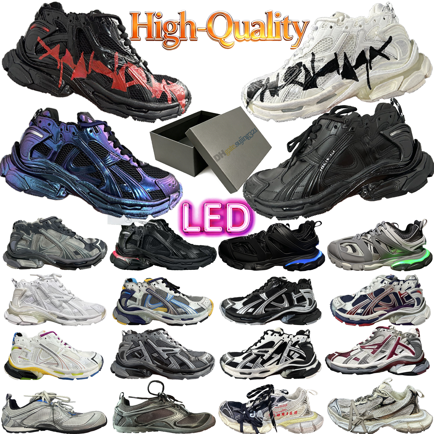 runner track 3xl radar defender sneakers 10A high quality led runner 7.0 7.5 track led 3.0 sneakers designer shoe men women distressed trainers c