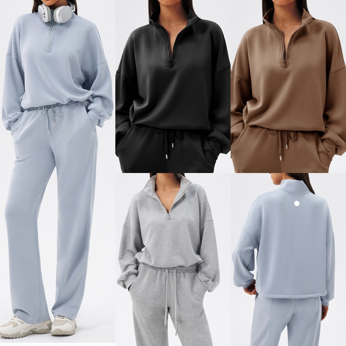 UU-L6611 Maglione semi-cerniera yoga da donna Colletto allentato casual in piedi Running Felpe fitness Pullover sportivo o pantaloni dritti fitness