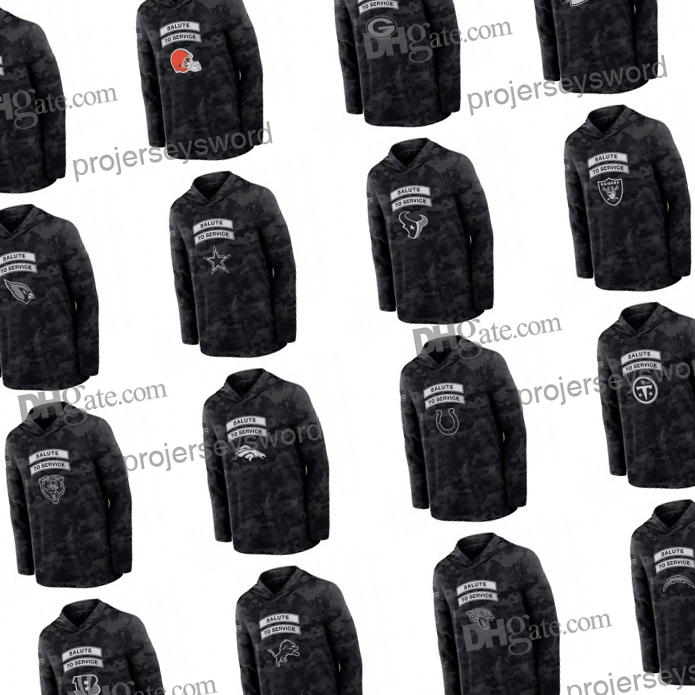 2026 Black Salute To Service Sideline Lightweight Hooded Long Sleeve Top Custom Any Name Number Sweatshirts S-XXXL Mens Womens Youth 586