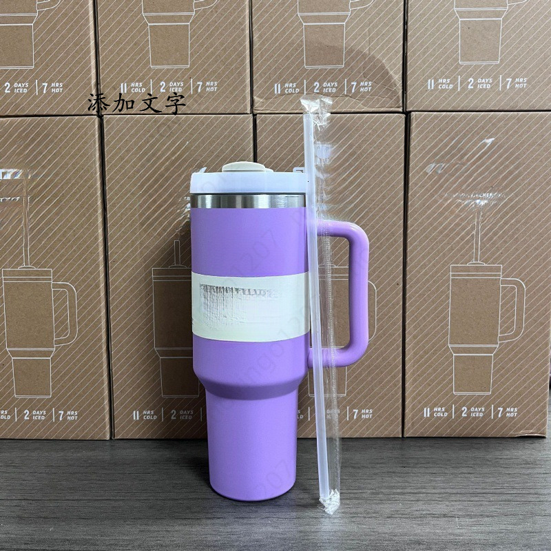 40 oz Tumbler with Handle Lid Straw 40oz Stainless Steel Water Bottle Vacuum Thermos Cup Travel Car Coffee Mug Cap for Stanley 236 d6b