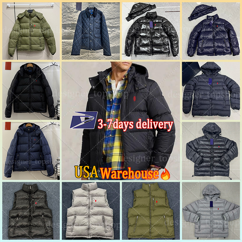 Gorham Men Polo Puffer Jackets Winter Designer Down jacket Horse Embroidery Men Hooded Zipper womens Winter jacket Duck Down Polo Bodywarmer Removab