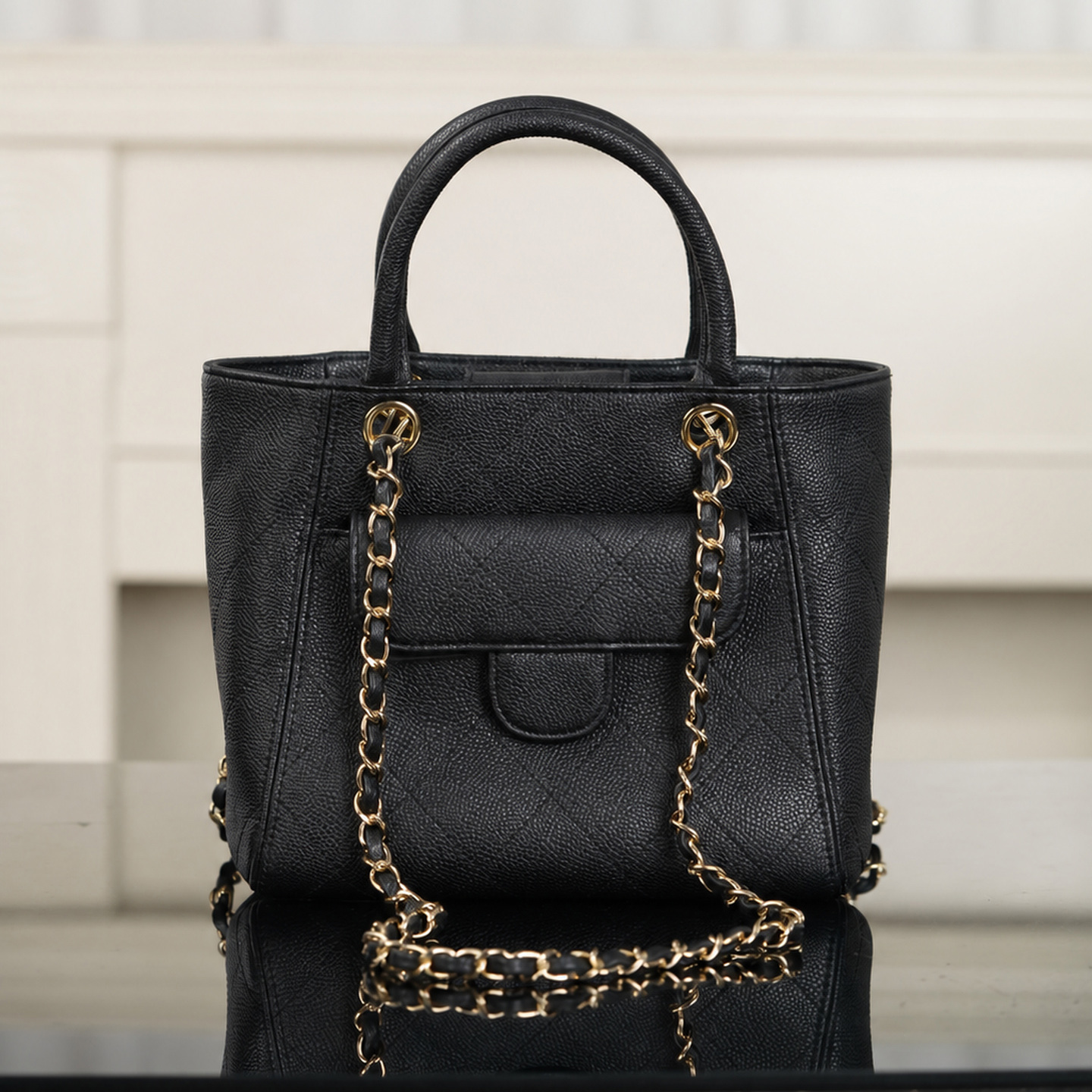 Designer Bag Tote Bag Series Black Caviar Leather Quilted Handbag Gold Hardware Detachable Chain Shoulder Purse Office Business Party