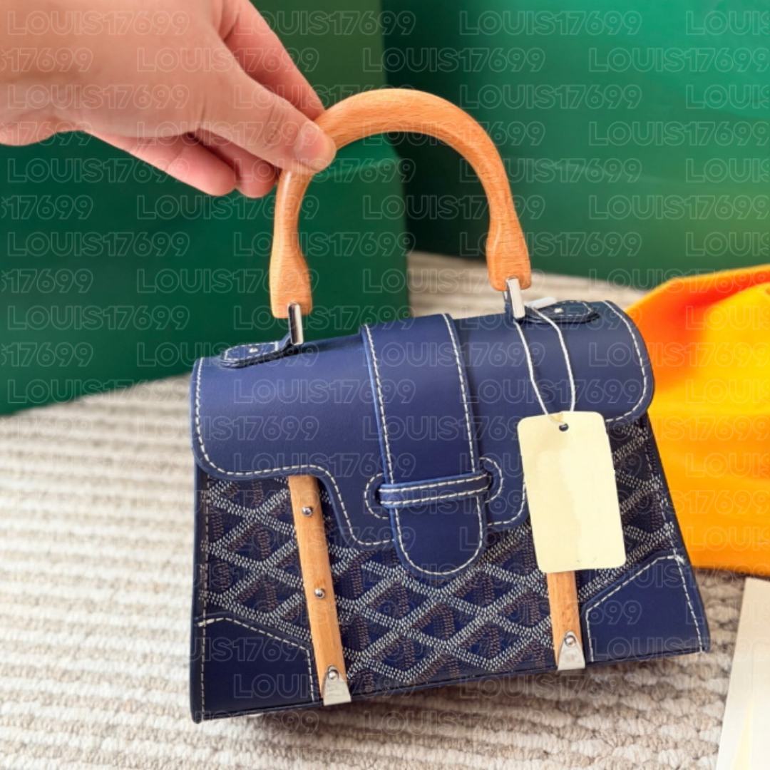 Fashion Women Saigon Mini Handbag Wooden Top Handle Satchel Bag, Retro Geometric Print Flap Crossbody Purse Ladies PU Leather Shoulder Messenger Bag