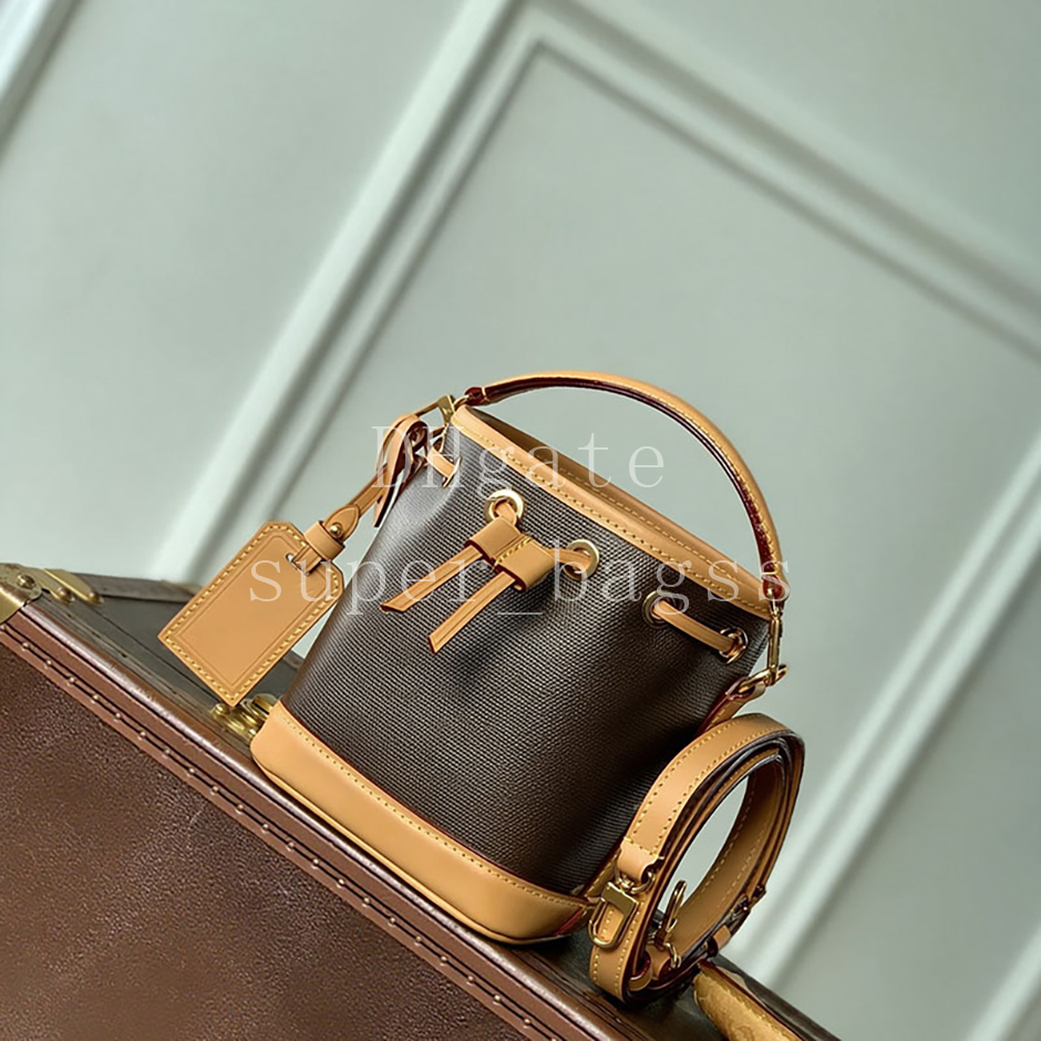 Nano Noe Bucket Handbag 16*13CM Luxury Designer Bag Master Quality Monogram coated canvas Shoulder crossbody Evening Bag with Gift Box LN09B