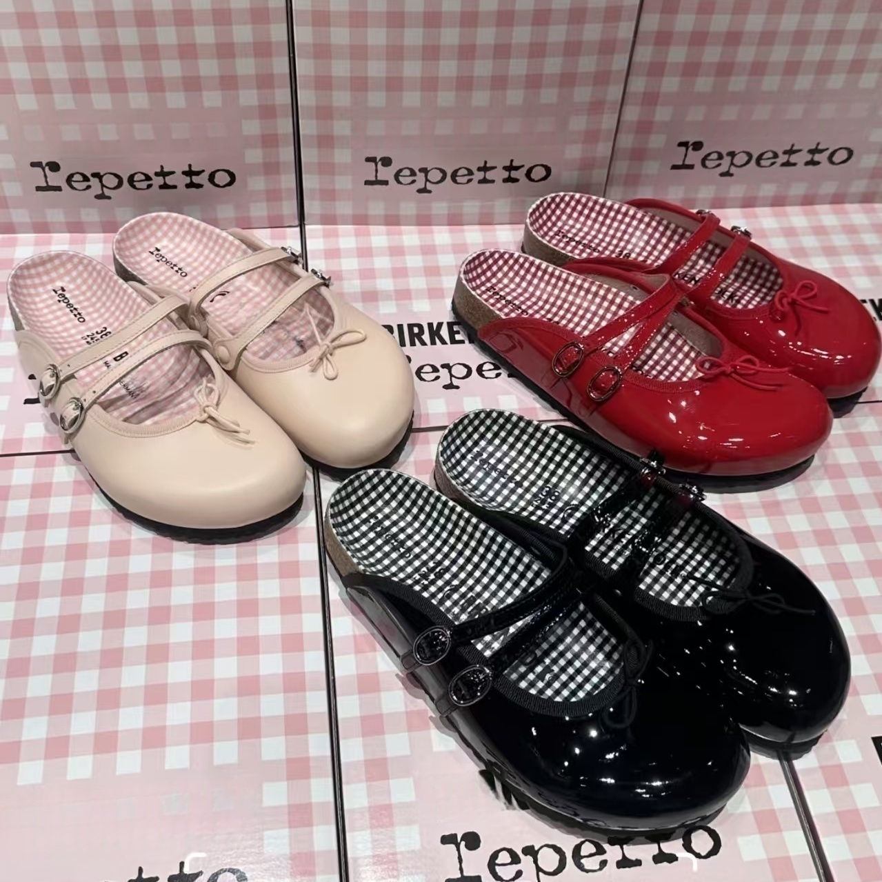 Sandali da donna Zoccoli Designer Slides repetto Pantofole con fiocco in vernice di lusso Comfort tazz slide Mule Scuffs ragazza Nero rosso rosa San