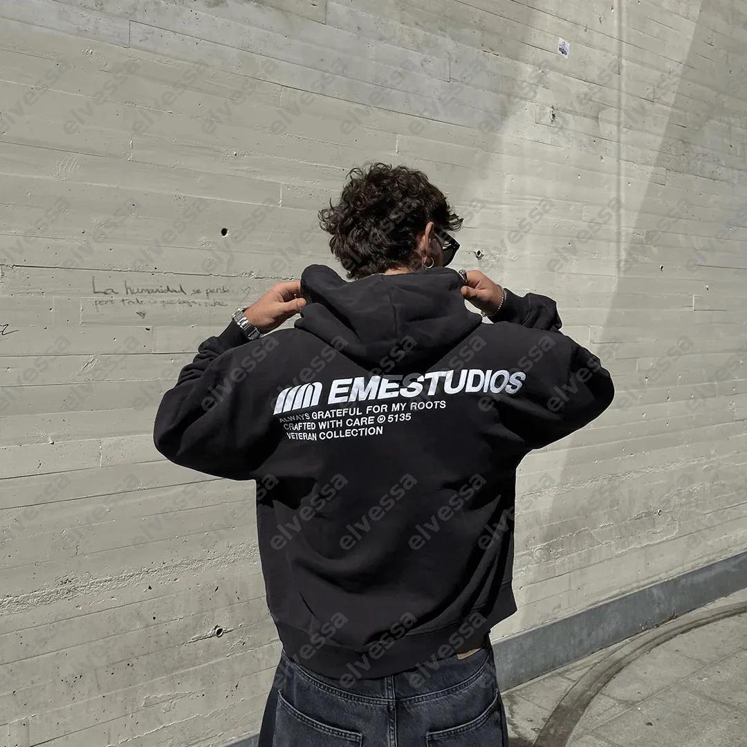 Unisex EME Studios Hoodie Designer Casual Fashion Mens Classic Letter Print High Street Autumn Womens Sweater Long Sleeved Pullover Cotton Hooded
