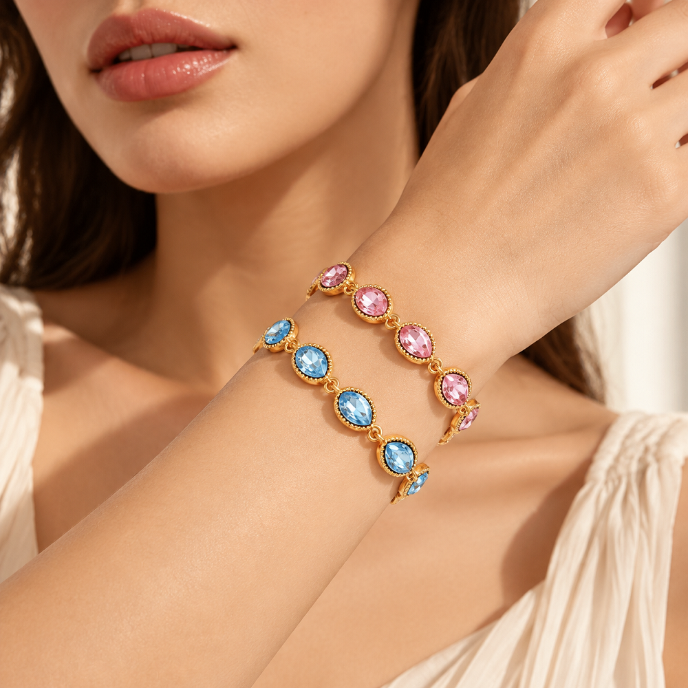 Gold Plated Artificial Crystal Bracelet Teardrop Pear Stone Trendy Women Fashion Jewelry Wholesale From Factory Direct