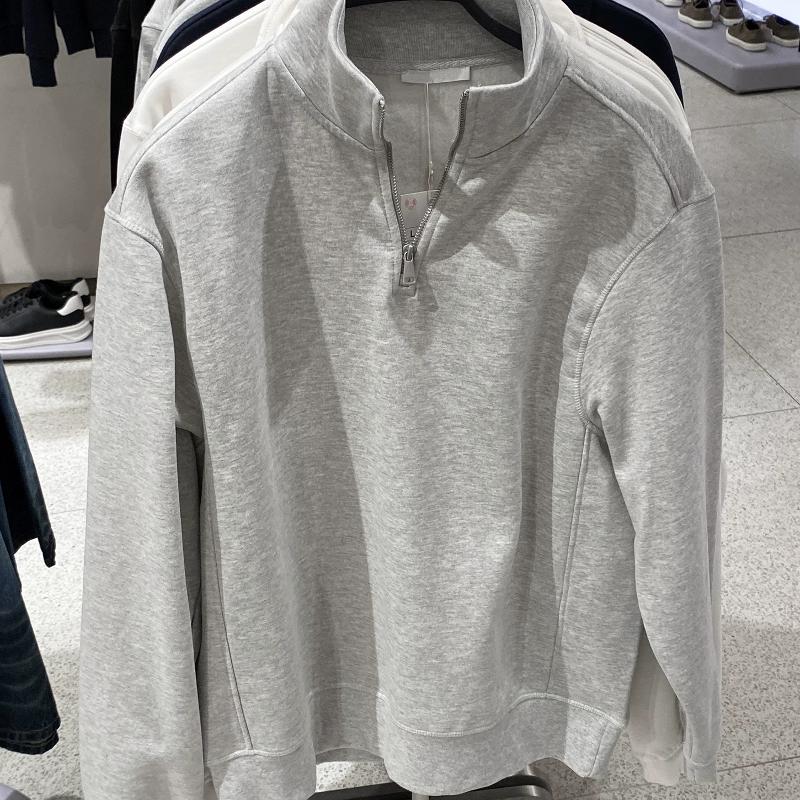 Designer Bestseller Men's Half Zip Fleece Lined Sweatshirt Cotton Blend Stand Collar Pullover Solid Casual Autumn Winter Top