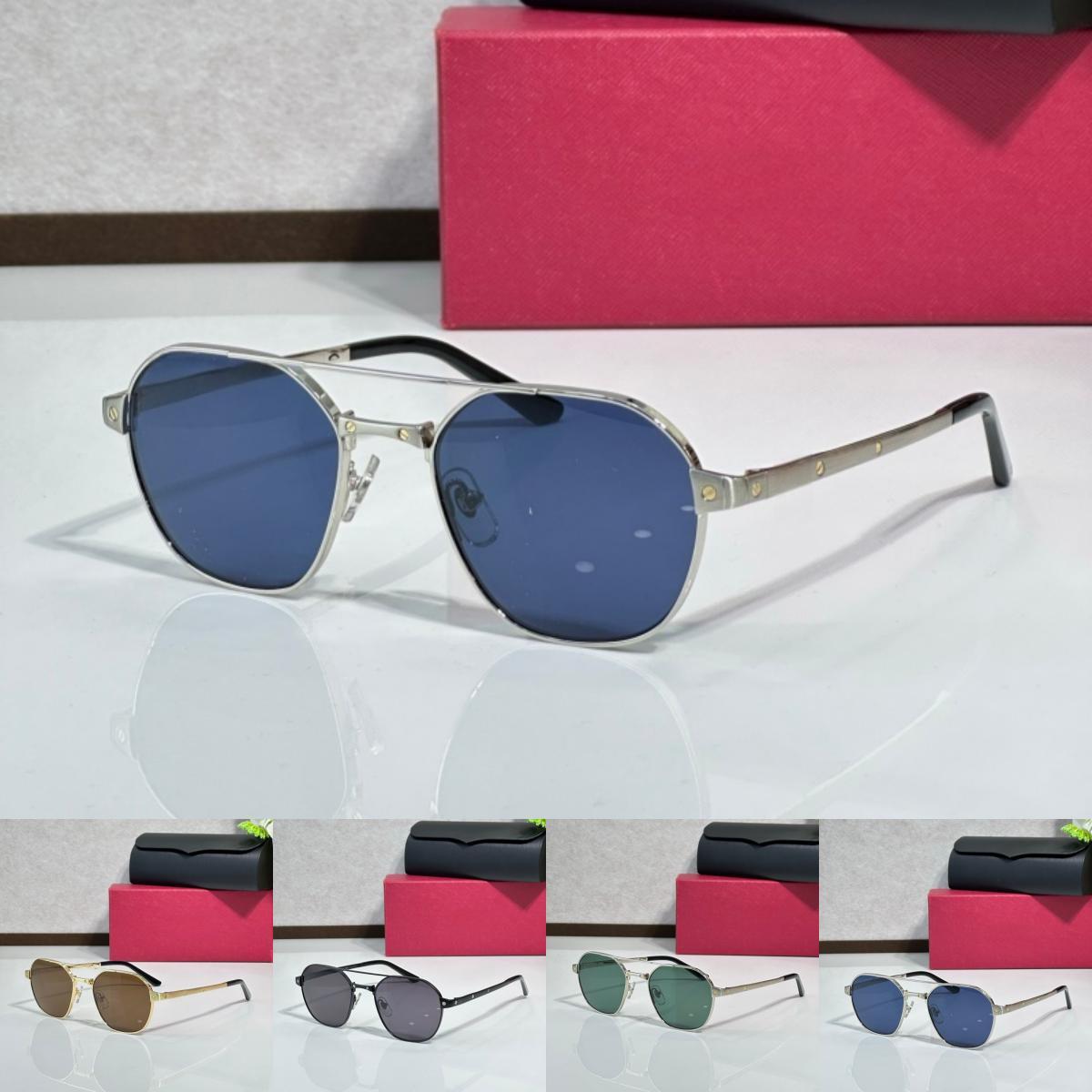Fashion Sunglasses Men Designer Glasses Women 2026 New Round Vacation Titanium Sunglasses Double Bridge Sun Glasses Metal Pilot Frame Shades occhial