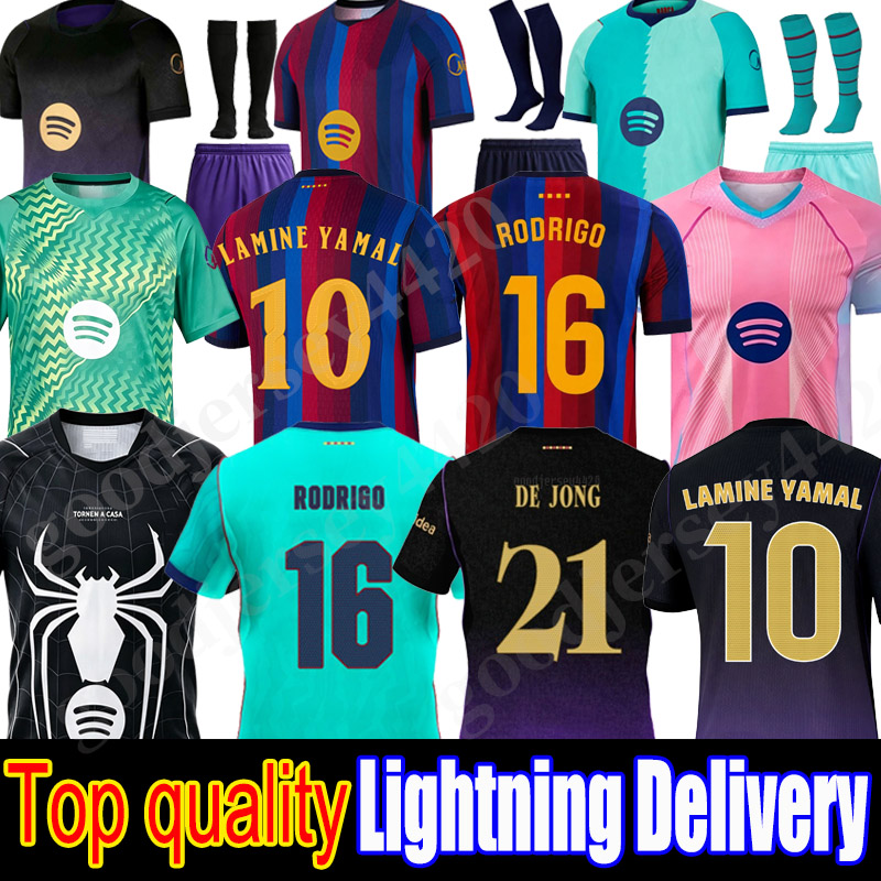Maillot de Barcelone LAMINE YAMAL Maillots de football Chemise 26 27 PEDRI RAPHINHA GAVI RODRIGO BALDE Hauts de football Kit enfants Maillot de p