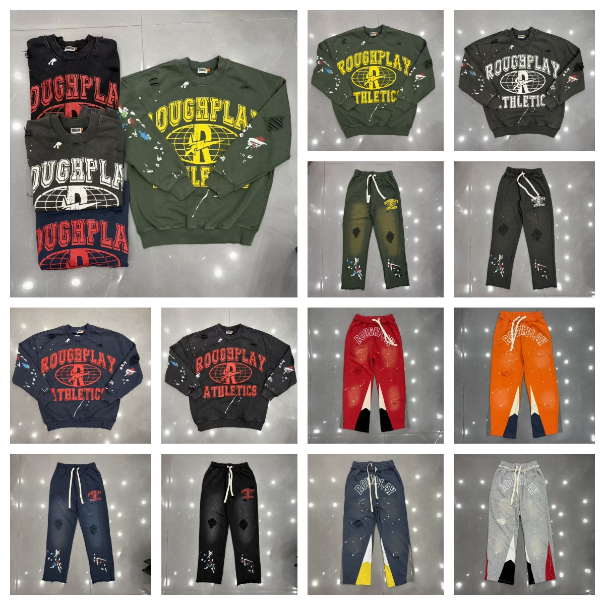 Men's Hoodies Rough Play shirts designer hoodie Long Sleeve T Shirt Men Woman Quality Vintage Washed Damaged Streetwear RoughPlay pants Top set