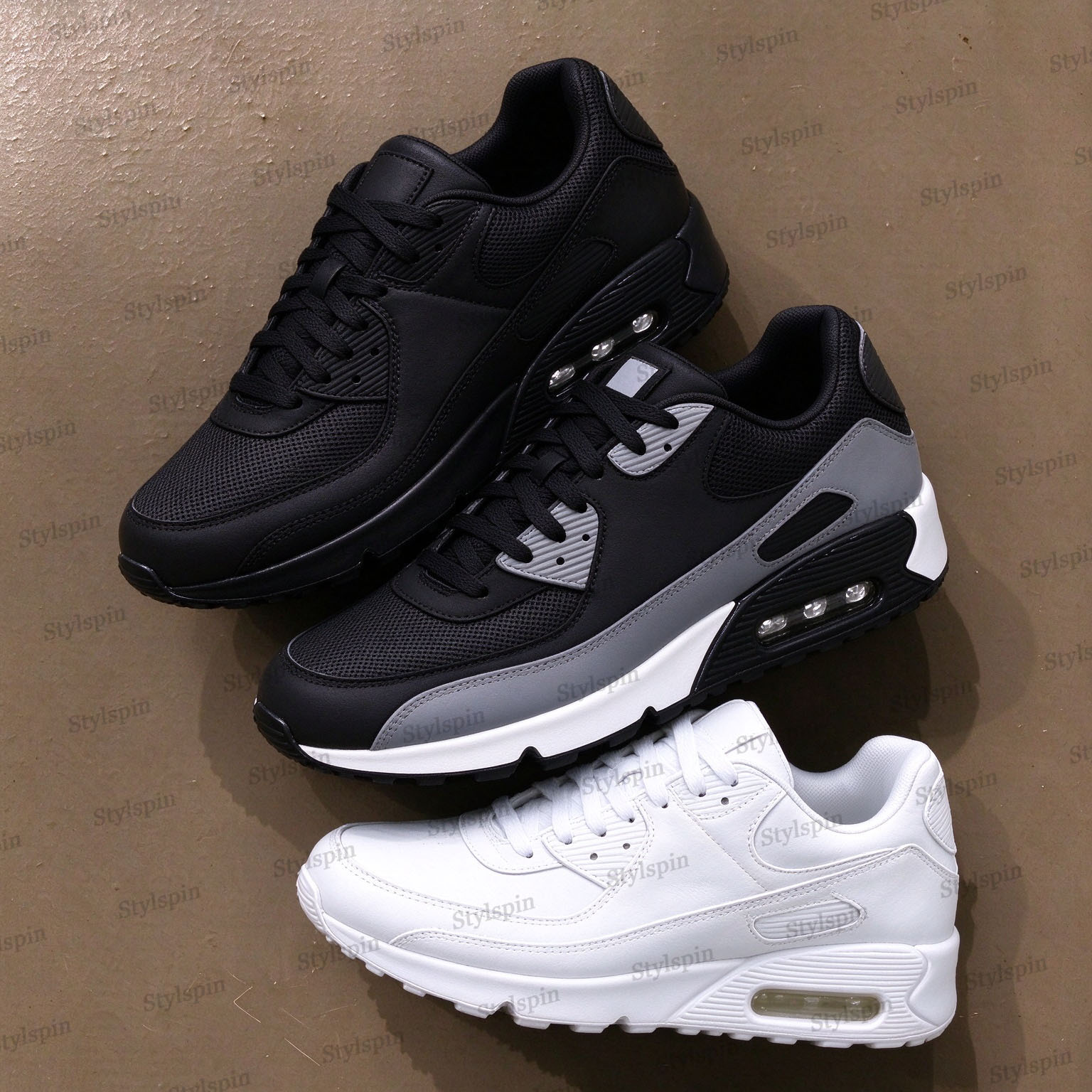 90s Running Shoes Designer PU Leather Upper Sneakers For Men Women Breathable Mesh Lining Air Cushion Sole Lace Up Casual Walking Shoes Non Slip