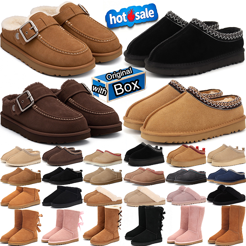 with box australia tasman designer slippers goldenstar Evelina buckle mens womens platform fur winter boots snow ankle warm Booties size US4-14